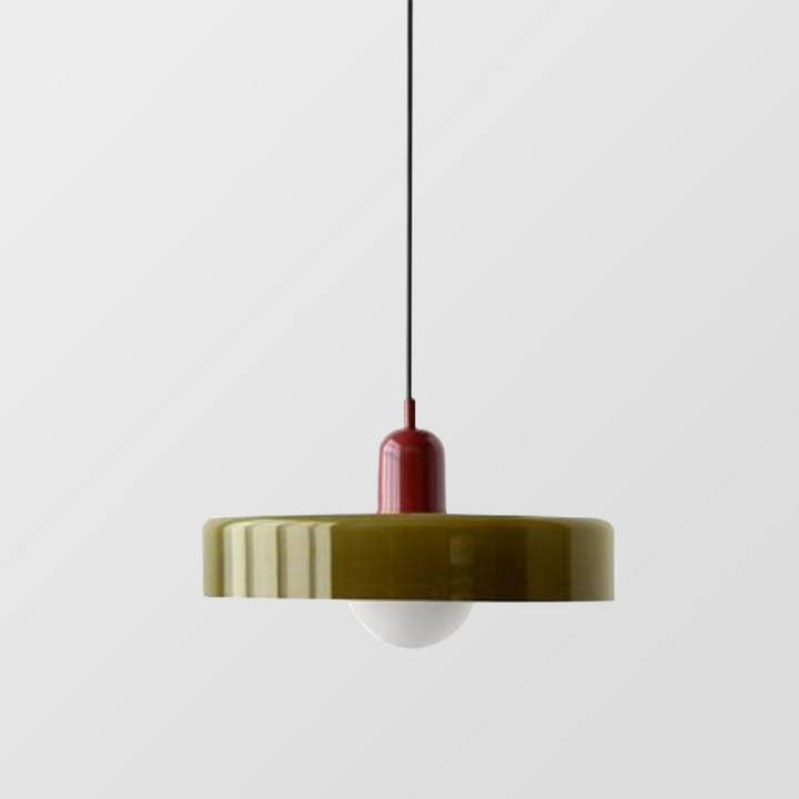 Bauhaus Pendelleuchte aus farbigem Glas