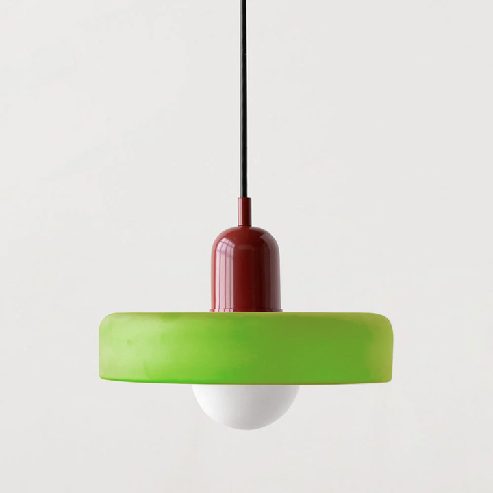 Bauhaus Pendelleuchte aus farbigem Glas