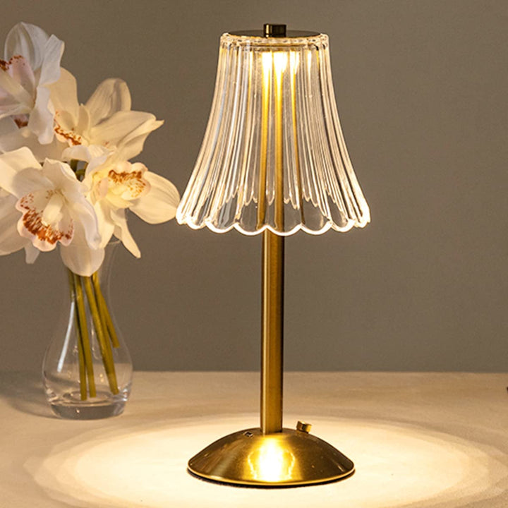 Goldene Kristall-Tischlampe