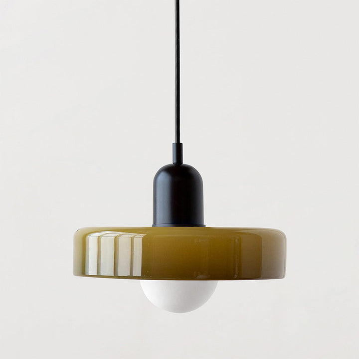 Bauhaus Pendelleuchte aus farbigem Glas