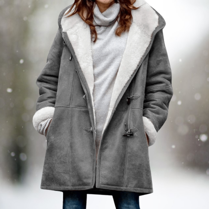 Kiara | Stylische Fleecejacke aus Wildleder mit Kapuze