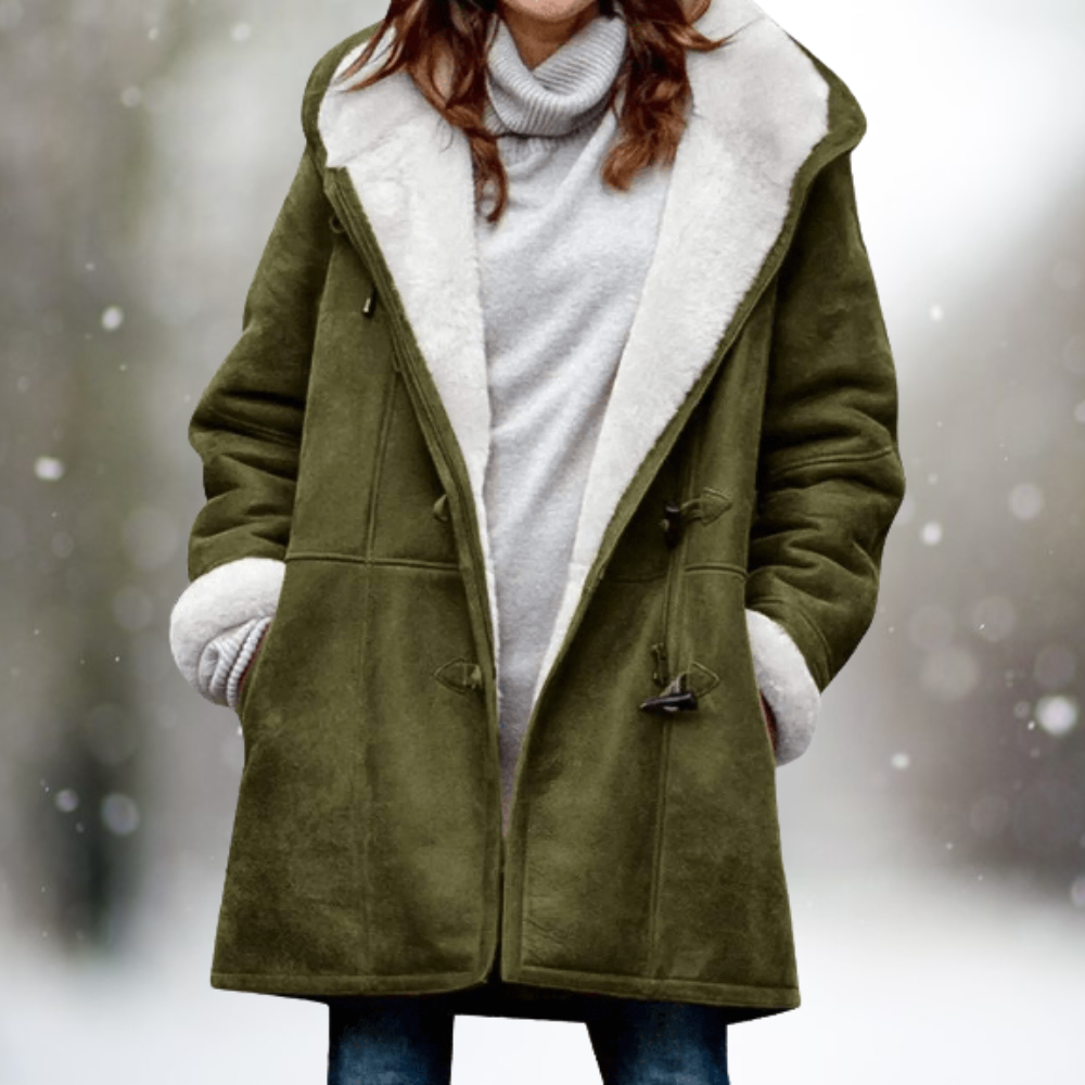 Kiara | Stylische Fleecejacke aus Wildleder mit Kapuze