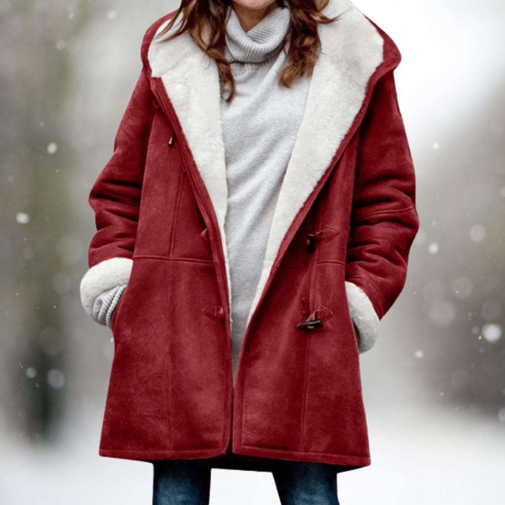 Kiara | Stylische Fleecejacke aus Wildleder mit Kapuze