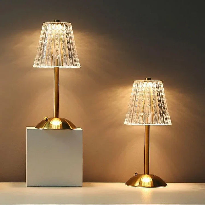 Goldene Kristall-Tischlampe