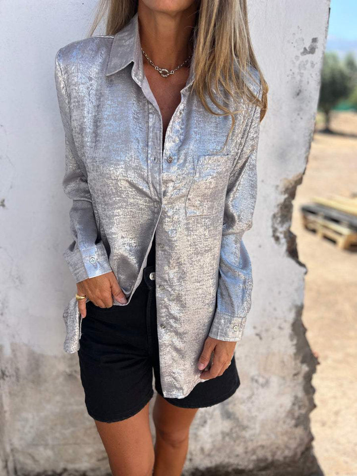 Tallis™ Metallic-Bluse