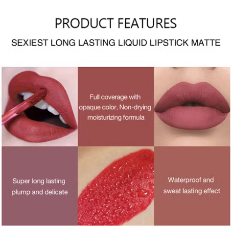 LilyLush - TEAYASON 4Pcs wasserfester, komfortabler und makelloser Lippenstift