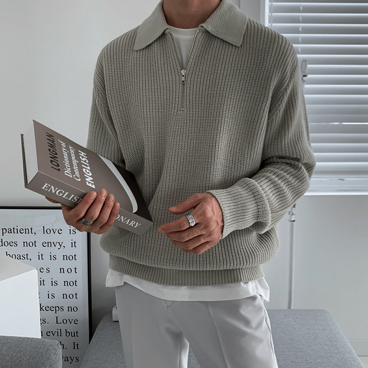 Ryan™ - Strickpullover mit halbem Reißverschlusskragen