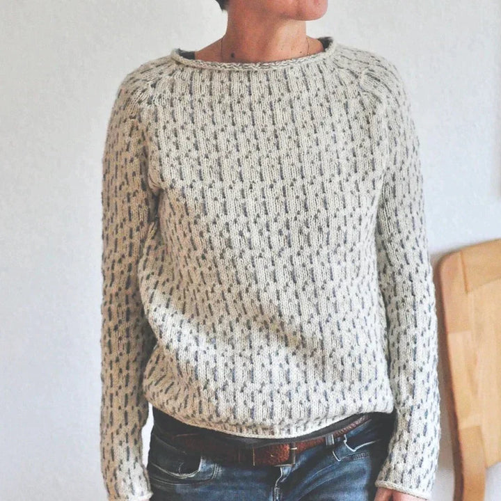 Olyvia - Eleganter grauer Pullover mit Bootsausschnitt