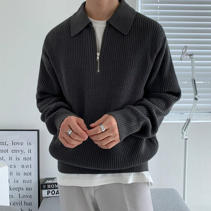 Ryan™ - Strickpullover mit halbem Reißverschlusskragen