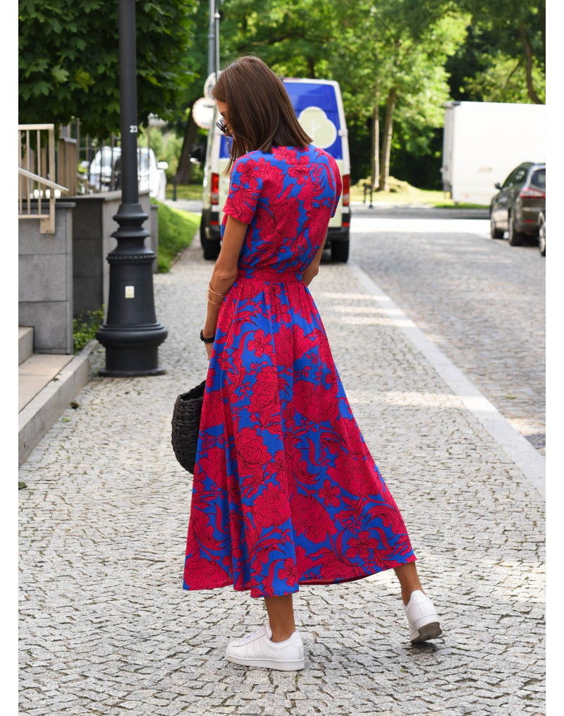 Cassandra Sommerkleid mit V-Ausschnitt und kurzen Ärmeln